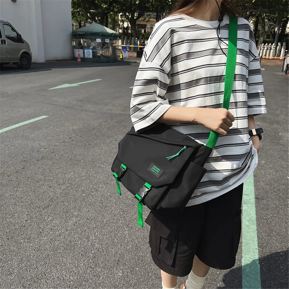 eybag Japanese Simple Messenger Bags Korean Men Bag Younth Student Nylon Waterproof Canvas Bag Light Crossbody Bags for Women Satchels