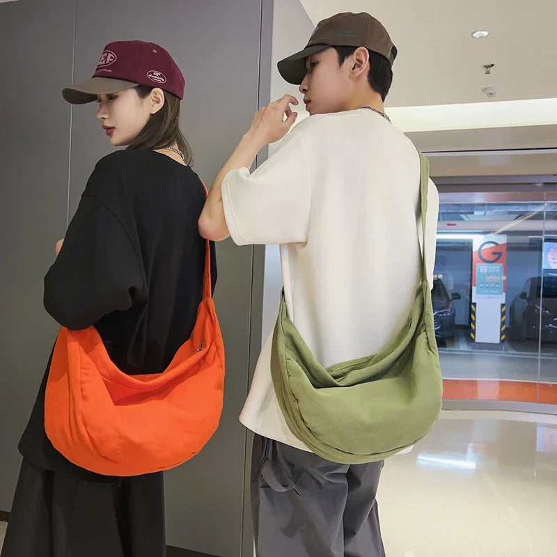 eybag Solid Color Canvas Female Crossbody Bags For Women Large Capacity Shopping Messenger Bag Student Shoulder Bag Unisex School Bag