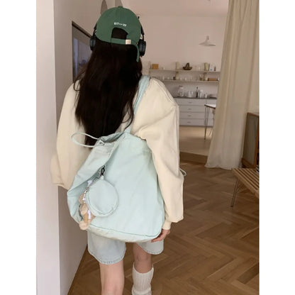 eybag Sweet Tote Bags for Student Girl Fashion Mint Green Pink Color Messenger Bag High Capacity Stationery Notebook Storage Bag