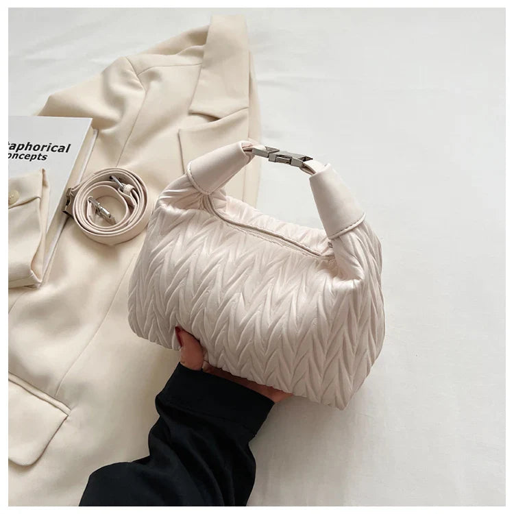 eybag French Fashion Handbag New Women's Texture Leather One Shoulder Crossbody Bag Temperament All-match Pleated Clutch Bags