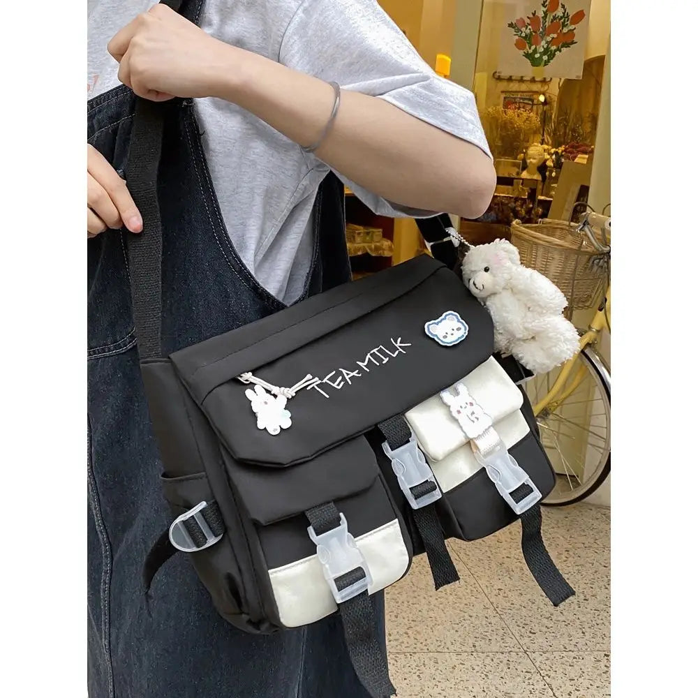 eybag Bag Female New Korean Summer Student Crossbody Bag Large Capacity Japanese Canvas Bag Small Backpack Shoulder Bag