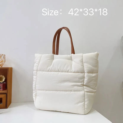 eybag Overlarge Quilted Tote Women Designer Handbag Luxury Padded Shoulder Bag Puffy Space Down Bags for Women Cotton Shopper Purses