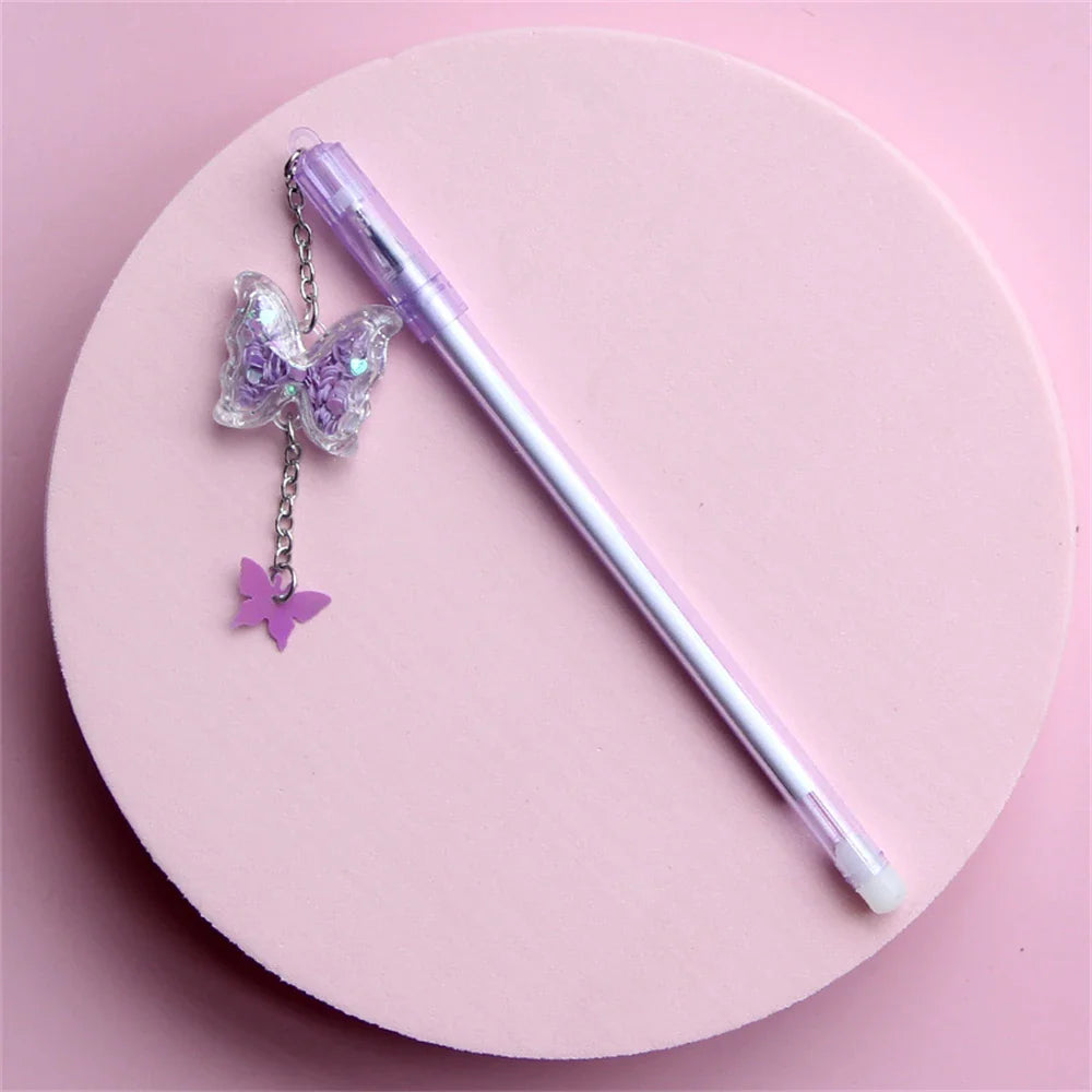 eybag Sweet Sequin Butterfly Pendant Gel Pen Kawaii Writing Pens With Tassel Student Stationery School Office Supplies Souvenir Gifts