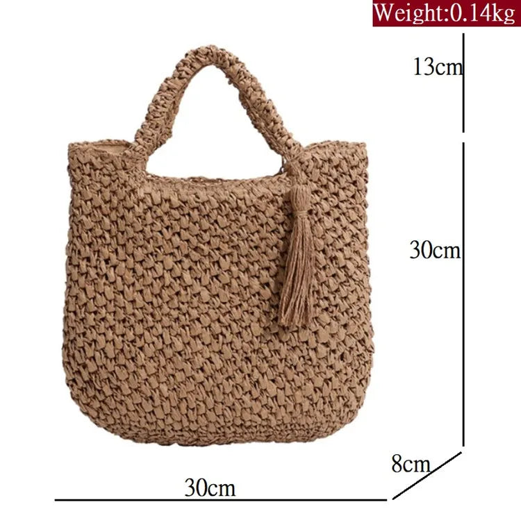 eybag Casual Handmade Woven Straw Bag Bucket Totes Handbags Travel Summer Bags Large Capacity Purses For Women Summer Straw Bag