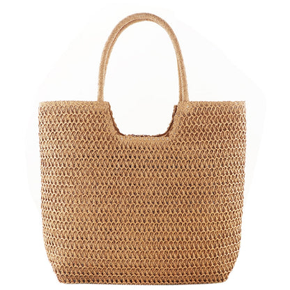 Lkblock Fashion Rattan Women Shoulder Bags Straw Woven Female Handbags Large Capacity Summer Beach Straw Bags Casual Totes Purses 2022