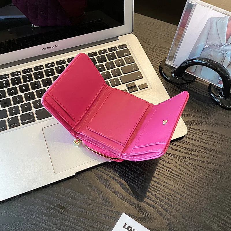 eybag New Fashion Cute Ladies Three Fold Small Wallets Leisure Travel Coin Purses Women PU Leather Multi Card Wallet