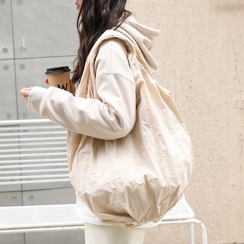 eybag Large Tote Bags for Women Casual Ruched Women Shoulder Bag Canvas Hobos 2024 Designer Handbags Big Cloud Shopper Purses Clutch