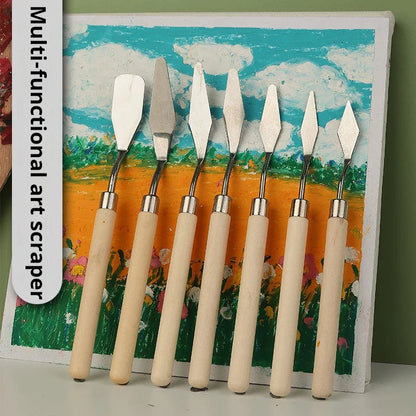 eybag 7Pcs/Set Stainless Steel Oil Painting Knives, Artist Crafts Spatula, Palette Knife, Mixing Knife, Scraper Art Tools