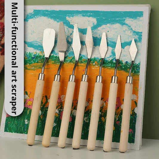 eybag 7Pcs/Set Stainless Steel Oil Painting Knives, Artist Crafts Spatula, Palette Knife, Mixing Knife, Scraper Art Tools