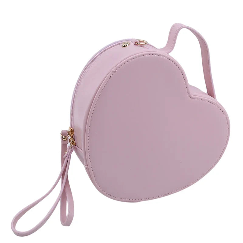 eybag Pink Aesthetic Lace Flower Embroidered Heart-shaped Handbag with zipper closure and chain bag