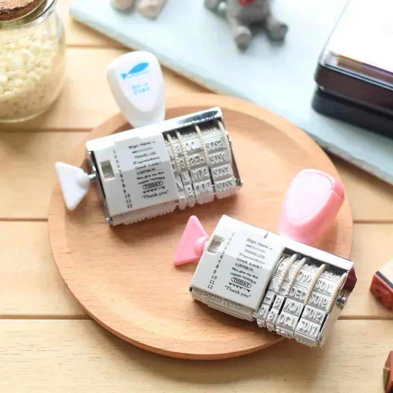 eybag Adjustable Date Roller Stamp DIY Scrapboking Planner Journal Crafts Kawaii Stationery Office Rubber Clear Date Words Stamp