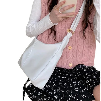 eybag Sweet Korean Fashion Shoulder Bag for Student Girl Simplicity Pink White Color Crossbody Bag Cute High Capacity Book Tote Bag