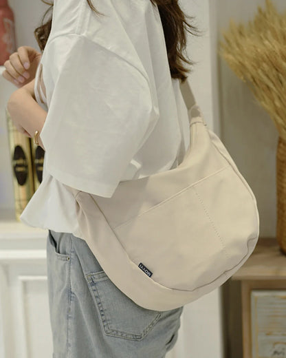 eybag Nylon Crescent Crossbody Bag for Women Sling Casual Dumpling Bag with Mini Pocket Simple Hobo Bag