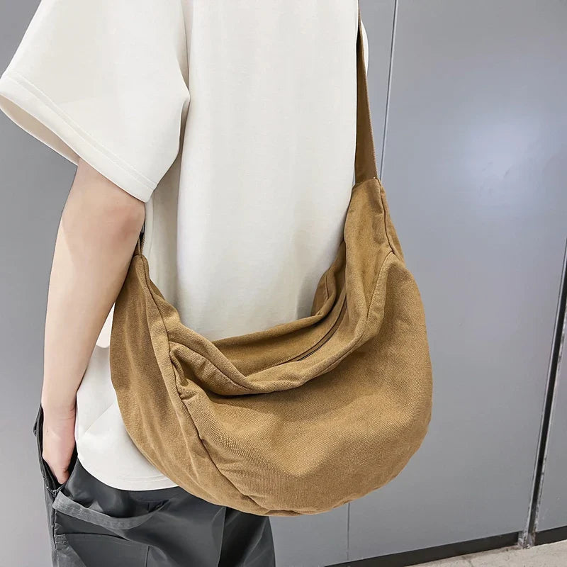 eybag Solid Color Canvas Female Crossbody Bags For Women Large Capacity Shopping Messenger Bag Student Shoulder Bag Unisex School Bag