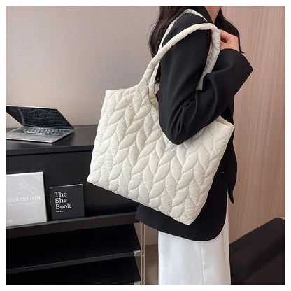 Lkblock Fashion Big Capacity Women Shoulder Bags INS Design Casual Style Thread Pattern Solid Color Female Handbags Underarm Bags Tote