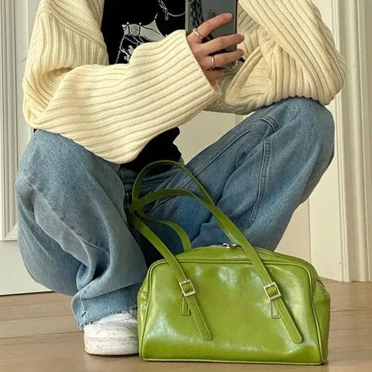 eybag Fashion Women Green Big Shoulder Bags PU Leather Female Purse Handbags Large Capacity Ladies Daily Small Casual Tote Bolso Mujer