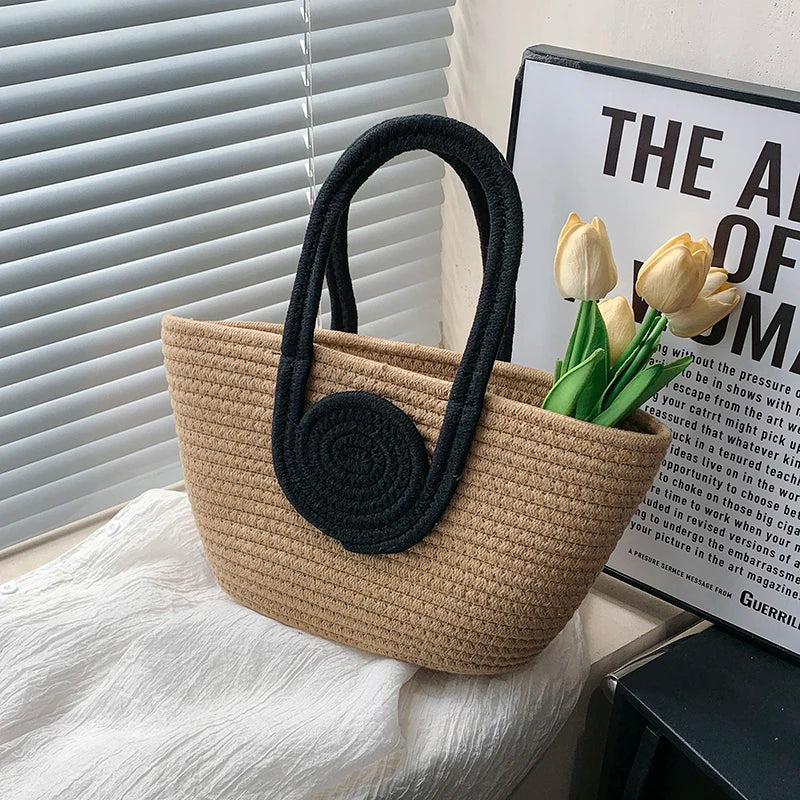 eybag New Large Capacity Girls Straw Braided Handbag Women's Out Commuter Tote Bag Female Simplicity Casual Summer Beach  Shoulder Bag