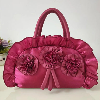 eybag Gothic Purple Y2k Hand Bag Women New Dark Lolita Soft Chic Handle Purse Female Vintage Flower Cute Mini Bag