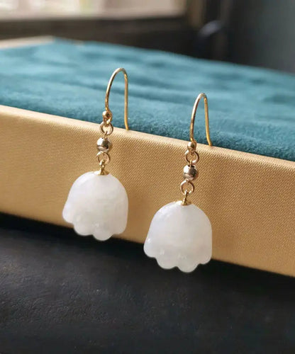 - 14K Gold Jade Cat Paw Drop Earrings