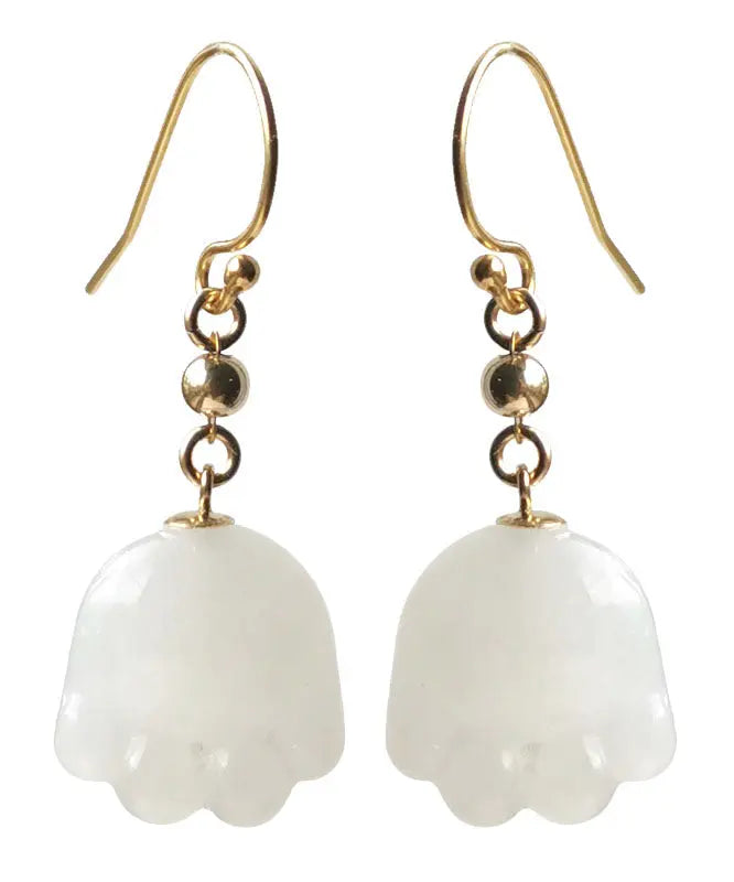 - 14K Gold Jade Cat Paw Drop Earrings