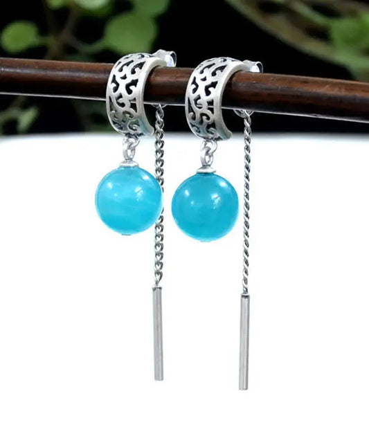 - Sterling Silver Gem Stone Tassel Drop Earrings