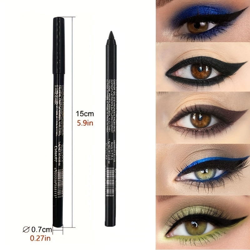 14-Color Vibrant Eyeliner Pen Collection - High-Pigmented, Pearly Glitter, Shimmer Metallic Finish, Smokey, Punk, Gothic Style - Long-Lasting, Waterproof, Matte Finish Eyeliner Stick for Music Festival and Everyday Use