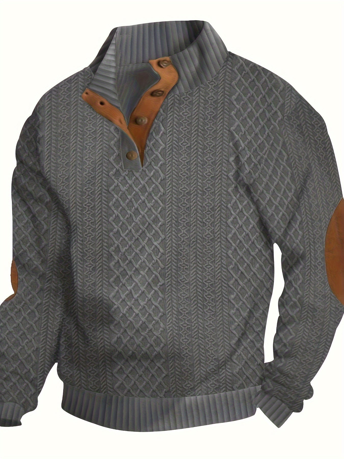 Mens Vintage-Inspired V-Neck Sweatshirt - Comfort Fit, Stand Collar, Durable for Fall/Winter