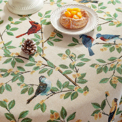 1pc, Exquisite Bird Embroidery Knitted Jacquard Tablecloth - Soft, Cozy, and Delicately Designed for Rustic Farmhouse Home Decor, Perfect for Christmas Decorations and as a Unique Gift