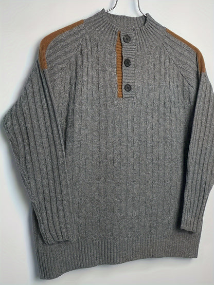 Plus Size Men's Solid Knit Sweater For Spring Fall Winter, Men's Clothing