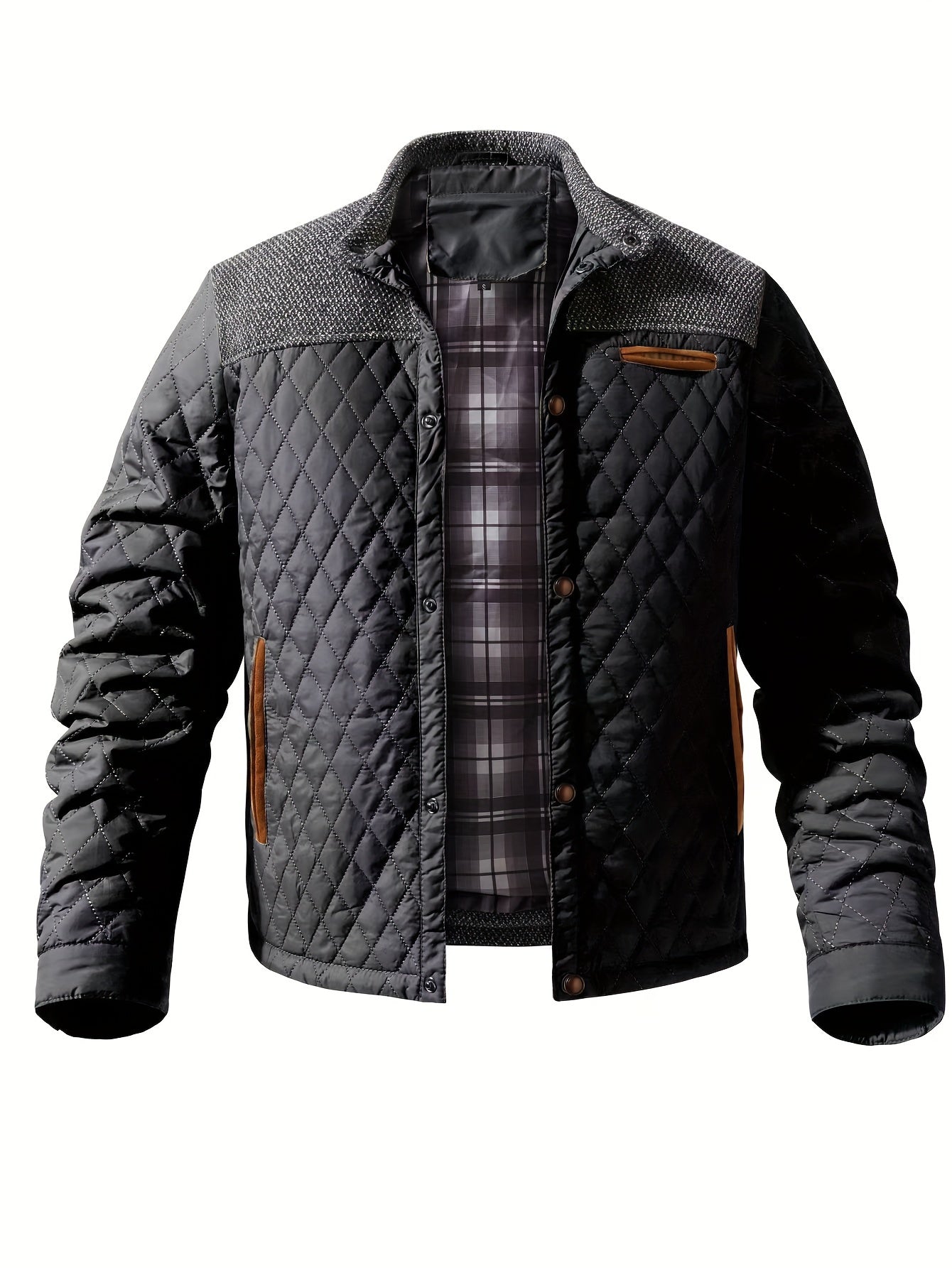 WarmthMax Quilted Jacket for Men - Ultra-Cozy Stand Collar, Insulated, Water-Resistant, and Lightweight for Fall and Winter Outdoor Activities - Perfect for Casual Daily Wear