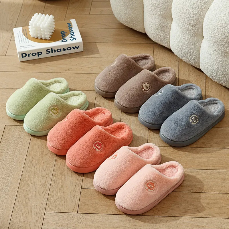 GAI Autumn and winter new slippers bread shoes pink green blue indoor plush slippers eur36-41