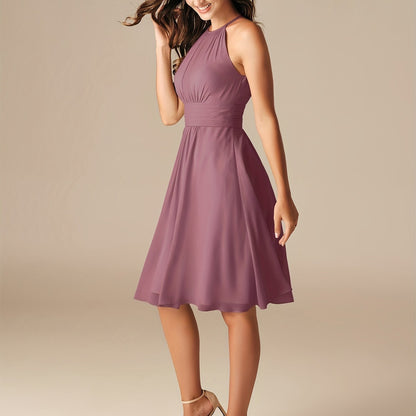 Stunning AlicePub Halter Neck Chiffon Bridesmaid Dress - Short, Formal, Flowy, and Elegant Party Dress for Women - Perfect for Wedding, Prom, and Special Occasions