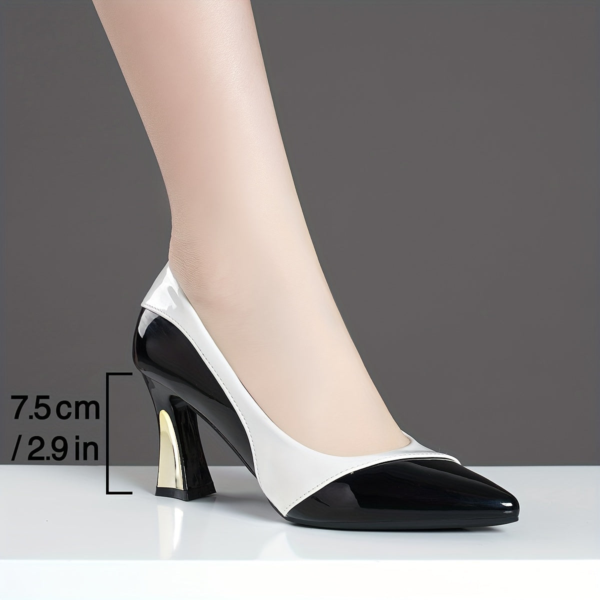 Chic Contrast Color Point Toe High Heels - Elegant Slip-On Dress Pumps for Sophisticated Style - Perfect for Formal Occasions