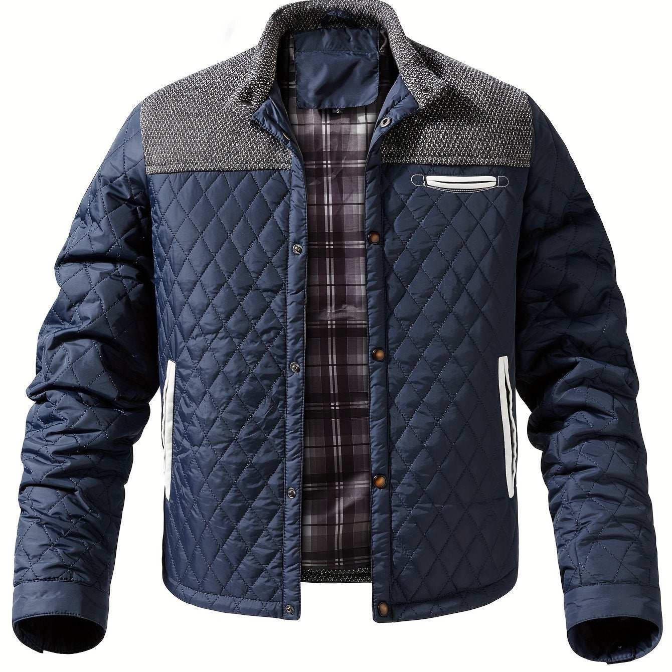 WarmthMax Quilted Jacket for Men - Ultra-Cozy Stand Collar, Insulated, Water-Resistant, and Lightweight for Fall and Winter Outdoor Activities - Perfect for Casual Daily Wear