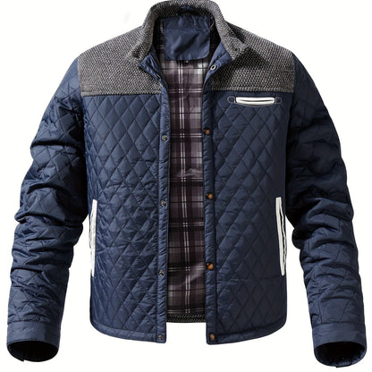 WarmthMax Quilted Jacket for Men - Ultra-Cozy Stand Collar, Insulated, Water-Resistant, and Lightweight for Fall and Winter Outdoor Activities - Perfect for Casual Daily Wear