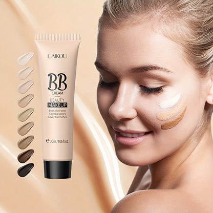 30ml LAIKOU Ultimate Coverage Waterproof BB Cream - Long-Lasting, Oil-Control, Pore-Hiding Foundation Makeup for Flawless, Even-Toned Skin with Natural, Ivory, and Tan Shades