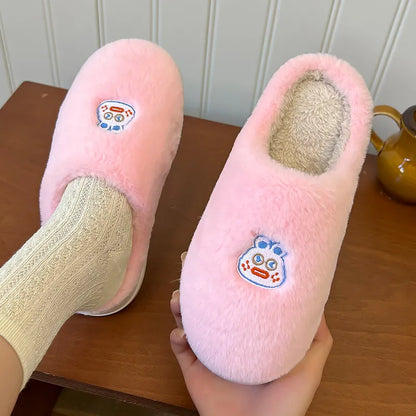 GAI cotton slippers women autumn and winterCartoon cuteness pink green women thick-soled non-slip slippers eur36-41