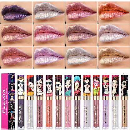 11 Color Lip Gloss, Metallic Shimmer Glitter Finish Lipstick, Long Lasting Waterproof Lip Stain Valentine's Day Gifts For Music Festival