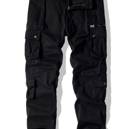 Mens Fashion-Forward Solid Cargo Pants - Durable & Comfortable with Multiple Flap Pockets - Loose Fit for Casual Outdoor, Work & Streetwear - Hip Hop Inspired Style