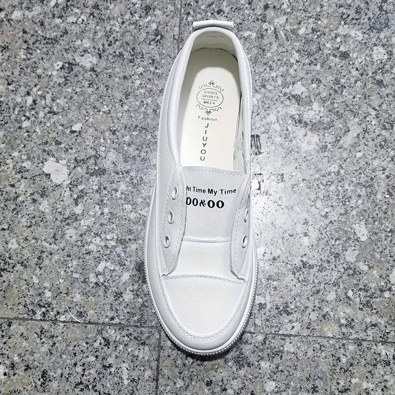 Comfortable White Slip-On Sneakers - Ultra-Comfortable Design, Easy Slip-On Style, Low-Profile Top for Casual Look, Versatile for Various Occasions - Designed Specifically for Active Women, Perfect for Daily Errands, Outdoor Activities, and Leisure Time,