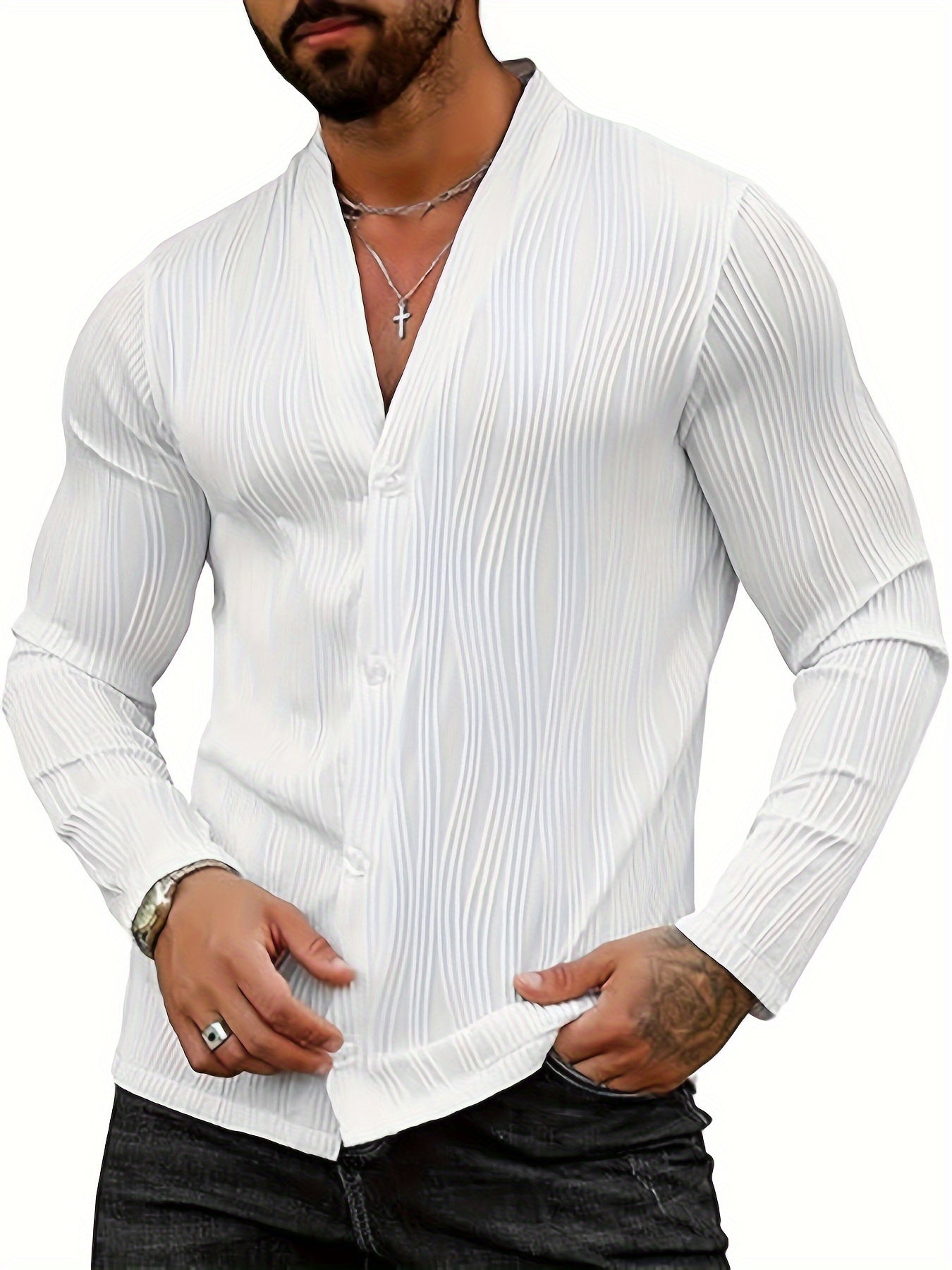 URRU Men's Long Sleeve Casual Button Down Lightweight Knitted Slim Fit Cardigan