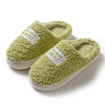 GAI New Women slippers Warm winter Brown white Green indoor non-slip thick soled women slippers