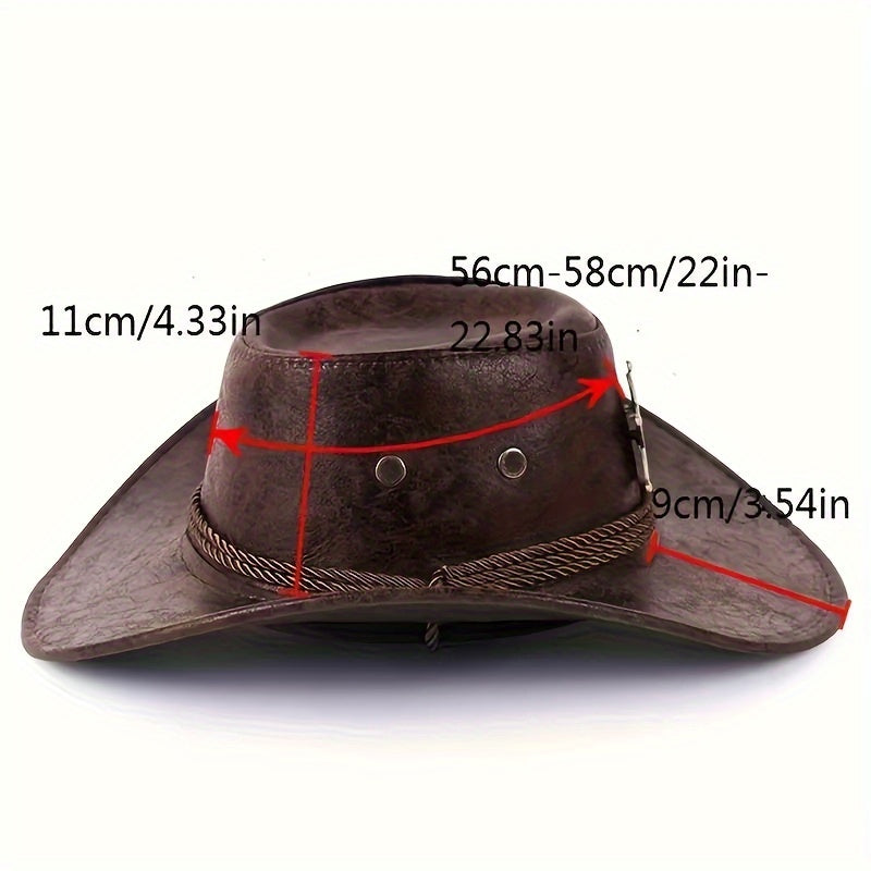 Unisex Flat Top Cowboy Hat - Chic Western Style - Breathable Design for Summer Sun Shielding & Outdoor Adventures