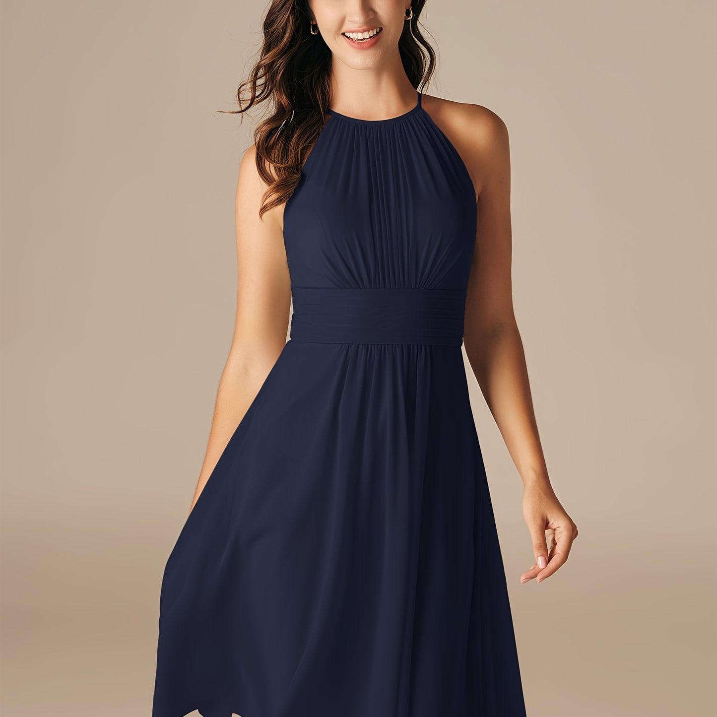 Stunning AlicePub Halter Neck Chiffon Bridesmaid Dress - Short, Formal, Flowy, and Elegant Party Dress for Women - Perfect for Wedding, Prom, and Special Occasions