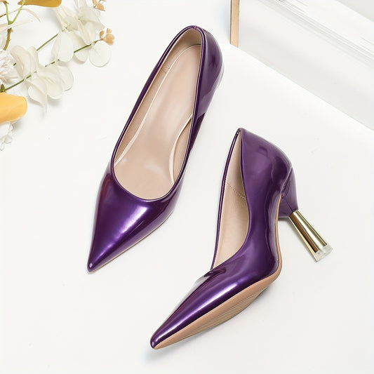 Chic Womens Solid Color High Heel Pumps - Slip-On Pointed Toe Design - Timeless Elegance for Fashionable Parties - Comfortable Dress Shoes