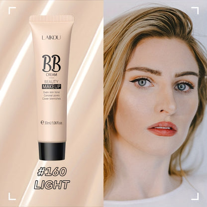 30ml LAIKOU Ultimate Coverage Waterproof BB Cream - Long-Lasting, Oil-Control, Pore-Hiding Foundation Makeup for Flawless, Even-Toned Skin with Natural, Ivory, and Tan Shades