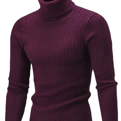 Plus Size Soft Cable Knit Sweater - Fashionable Turtleneck Pullover with Classic Style for Cold Fall and Winter Days - Perfect for Mens Casual Clothing