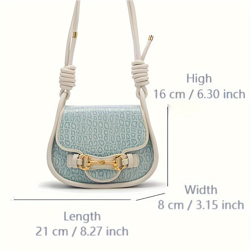 New Genuine Leather Crocodile Underarm Saddle Bag for Female, Summer French Light Luxury Niche Shoulder Bag