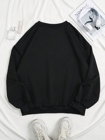 Women's Casual Crew Neck Plush Sweatshirt, Long Sleeve Sporty Pullover, Fall/Winter Fashion Outerwear