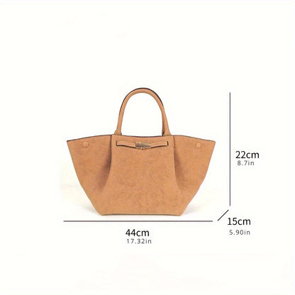 Luxurious Deep Brown PU Suede Tote Bag - Spacious Interior, Secure Buckle Closure, Non-Washable, No Edge Oiling, Autumn and Winter Must-Have, Stylish Accessory for Daily Use